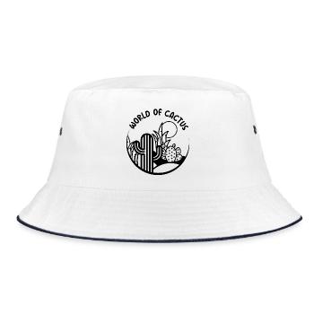Kaktus Pflanzen Natur Landschaft Wüste Sonne Icon - Bucket Hat - Weiß/Navy - Vorne