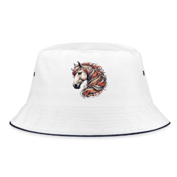 Horse - Bucket Hat - white/navy - Front