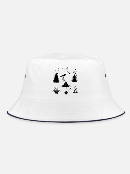 Camping-Leben - Bucket Hat - Weiß/Navy - Vorne
