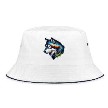 Wolf - Bucket Hat - white/navy - Front