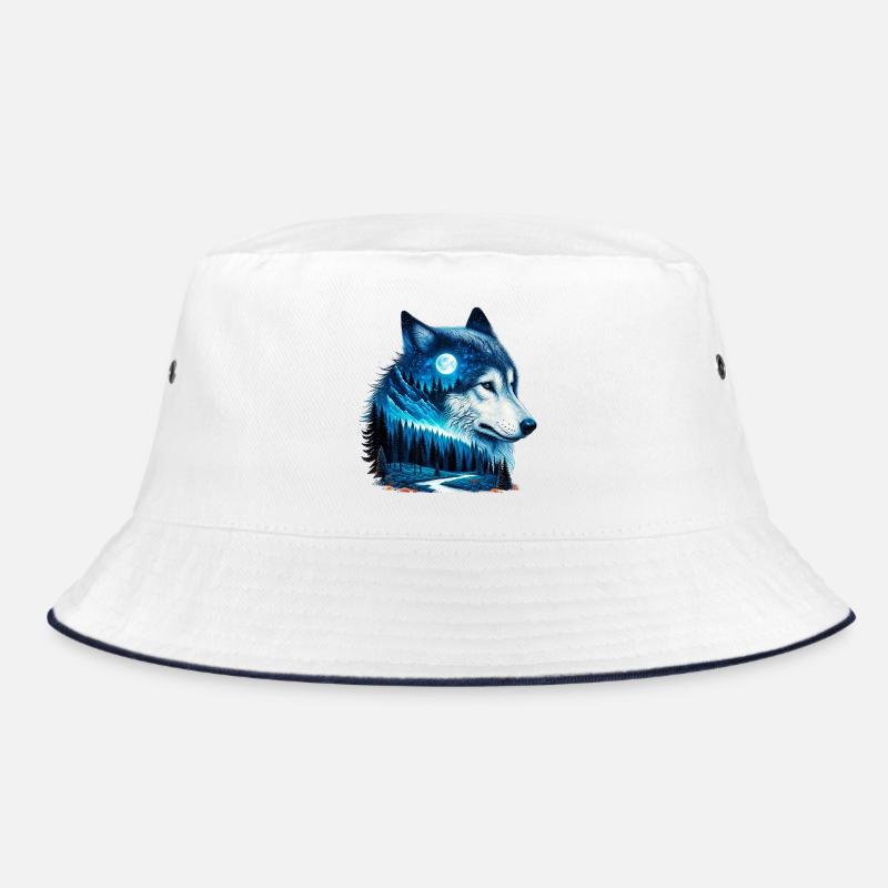 Wolf - Bucket Hat - Weiß/Navy