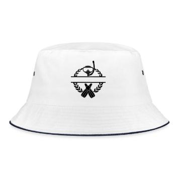 Schnorchelbrille im Lorbeerkranz-Namensbanner - Bucket Hat - Weiß/Navy - Vorne
