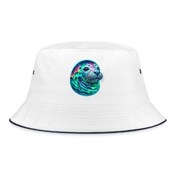 Aurora Borealis Seal - Bucket Hat - white/navy - Front