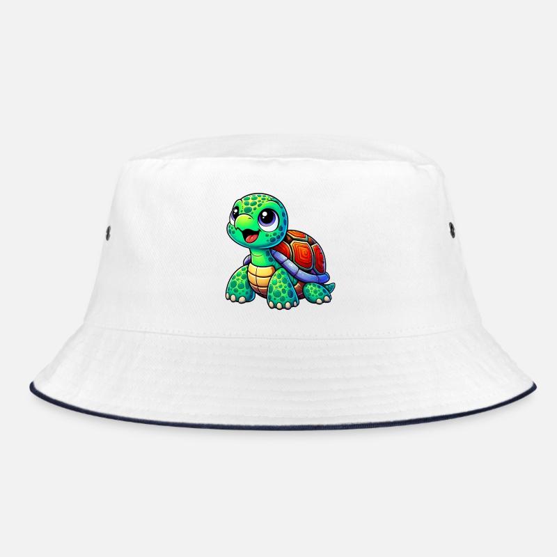 Schildkröte - Bucket Hat - Weiß/Navy