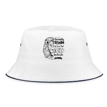 Josua 1 9 - Sei mutig und stark - Bucket Hat - Weiß/Navy - Vorne