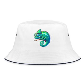 Chamäleon - Bucket Hat - Weiß/Navy - Vorne