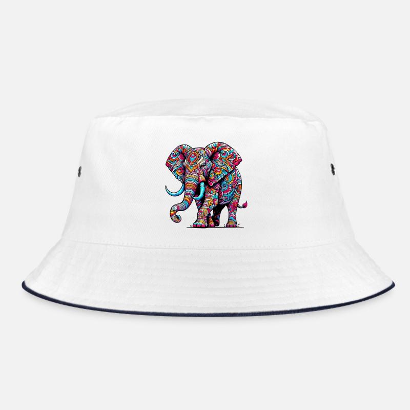 Elefant - Bucket Hat - Weiß/Navy
