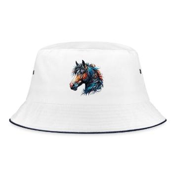 Horse - Bucket Hat - white/navy - Front