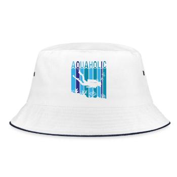 Aquaholic - Bucket Hat - Weiß/Navy - Vorne