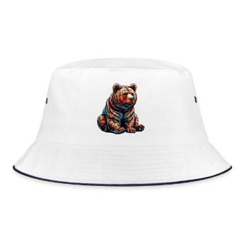 Bear - Bucket Hat - white/navy - Front