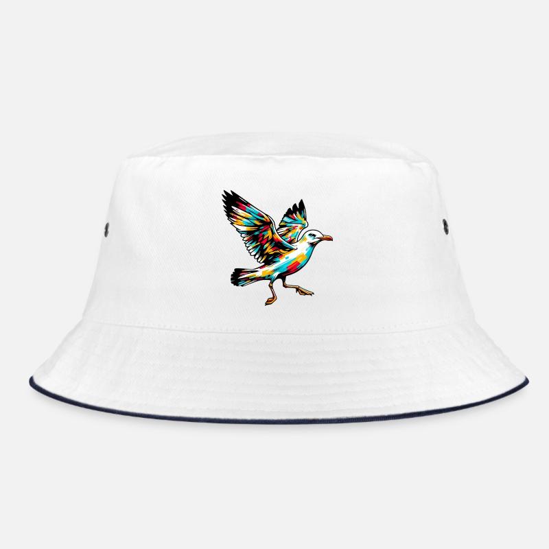 Möwe - Bucket Hat - Weiß/Navy