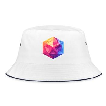 Geometric D20 Cube – Colorful RPG Design - Bucket Hat - white/navy - Front