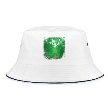 Forest path with frayed edge - Bucket Hat - white/navy - Front