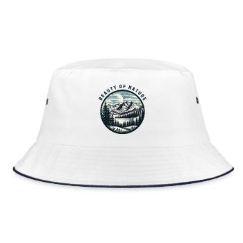 Mountainous landscape - Bucket Hat - white/navy - Front