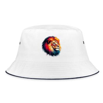 Lion - Bucket Hat - white/navy - Front