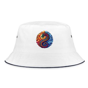 Vibrant Yin Yang Dragon - Bucket Hat - white/navy - Front