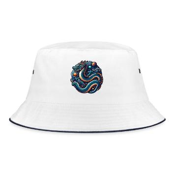 Cosmic Dragon and Planetary Orbs - Bucket Hat - white/navy - Front