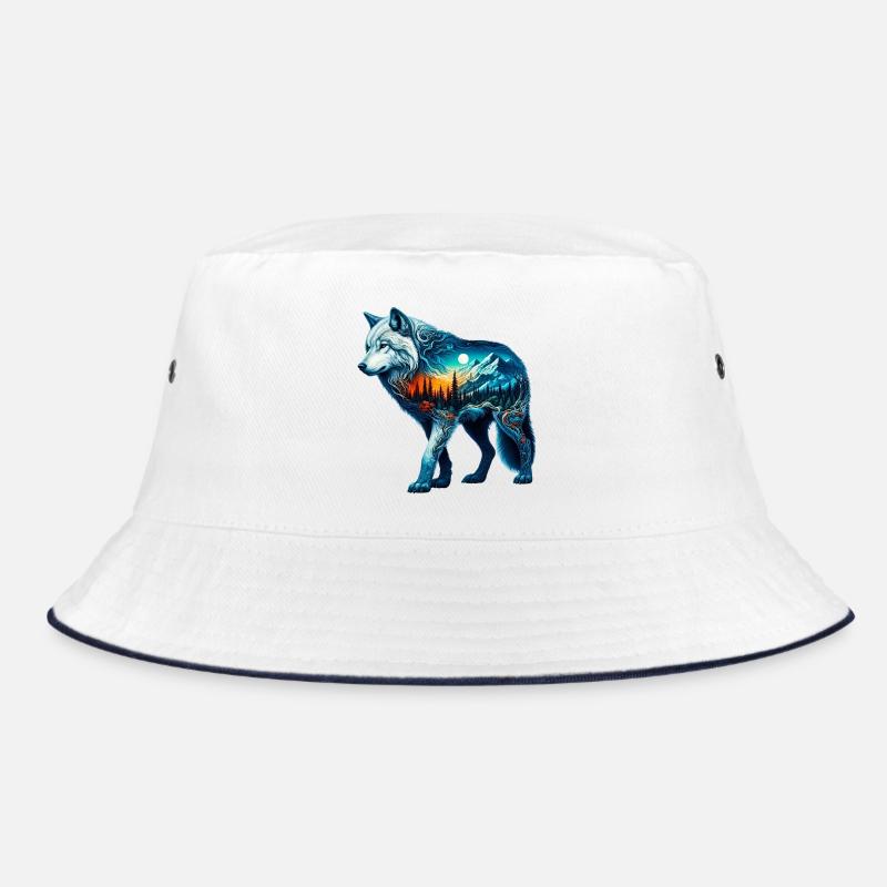 Wolf - Bucket Hat - Weiß/Navy