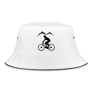 Biker-Berge Hintergrund - Bucket Hat - Weiß/Navy - Vorne