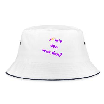 Wie den? Wos den? Austrian Slang 🤠 - Bucket Hat - Weiß/Navy - Vorne