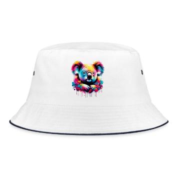 Koala - Bucket Hat - Weiß/Navy - Vorne