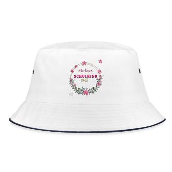 stolzes Schulkind Einschulung - Bucket Hat - Weiß/Navy - Vorne
