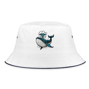 Wal - Bucket Hat - Weiß/Navy - Vorne
