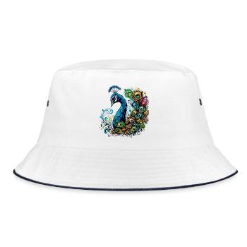 Peacock - Bucket Hat - white/navy - Front