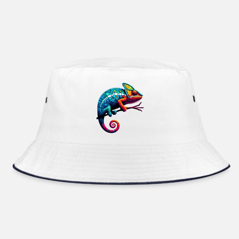 Chamäleon - Bucket Hat - Weiß/Navy