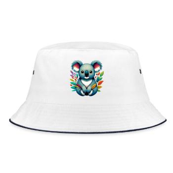Koala - Bucket Hat - Weiß/Navy - Vorne