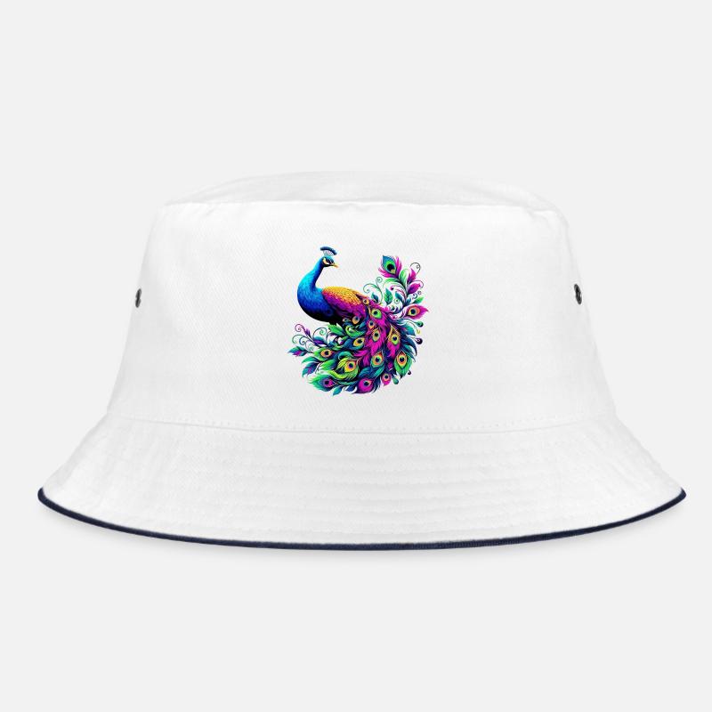 Pfau - Bucket Hat - Weiß/Navy
