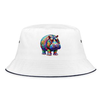 Hippopotamus - Bucket Hat - white/navy - Front