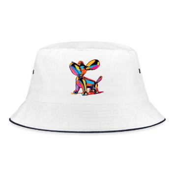 Colorful Pop-Art Balloon Dog - Bucket Hat - Weiß/Navy - Vorne