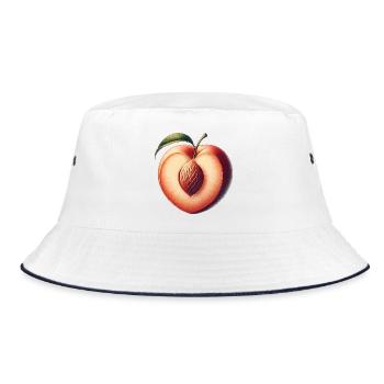 Peach in the shape of a heart: beauty of the fruit - Bucket Hat - white/navy - Front