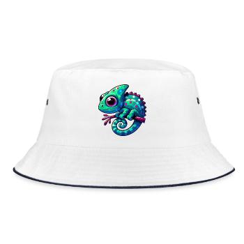 Chamäleon - Bucket Hat - Weiß/Navy - Vorne
