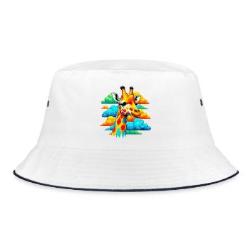 Giraffe with head in cloud clouds - Bucket Hat - white/navy - Front