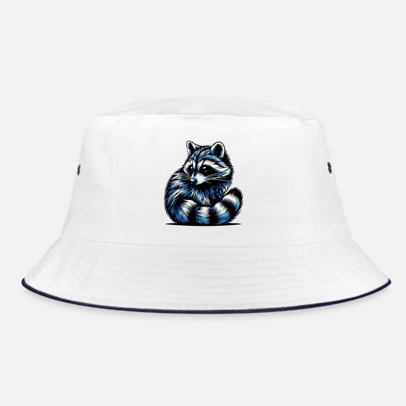Waschbär - Bucket Hat - Weiß/Navy
