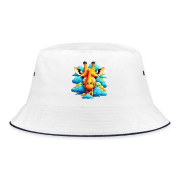 Giraffe with head in cloud clouds - Bucket Hat - white/navy - Front