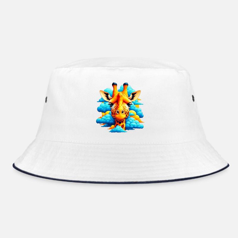 Giraffe with head in cloud clouds Bucket Hat
