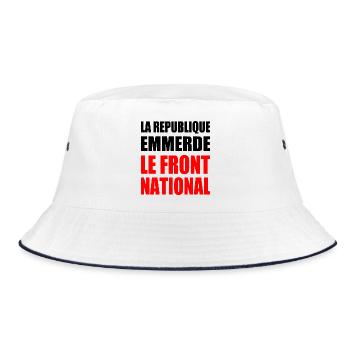 Die Republik fickt den Front National - Bucket Hat - Weiß/Navy - Vorne