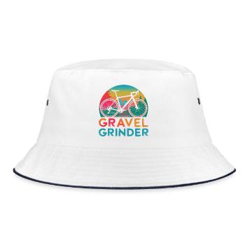 Gravel Grinder Bike Sunset - Bucket Hat - Weiß/Navy - Vorne