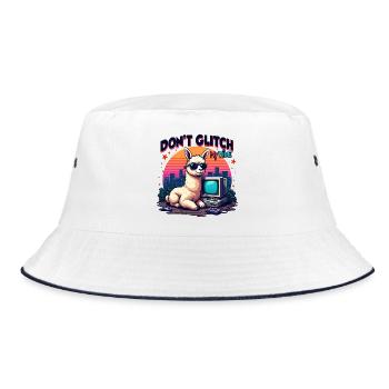 Don't Glitch my Vibe - Retro Gaming Alpaka - Bucket Hat - Weiß/Navy - Vorne