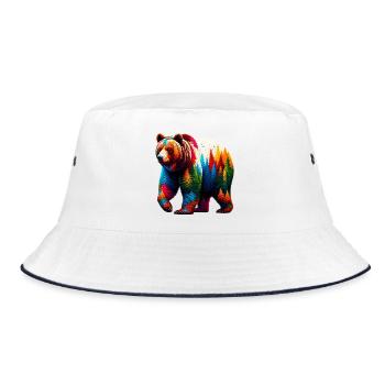 Bear - Bucket Hat - white/navy - Front