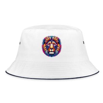Lion - Bucket Hat - white/navy - Front