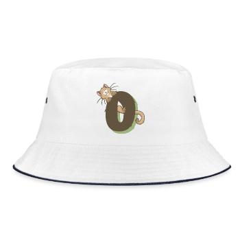 Cat Number: 0 - Bucket Hat - white/navy - Front