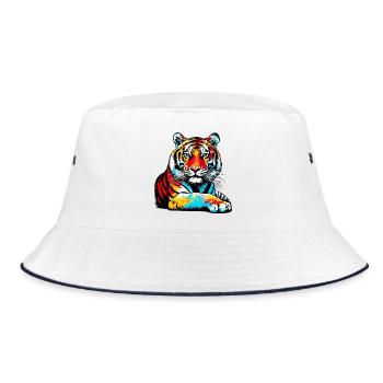 Tiger - Bucket Hat - Weiß/Navy - Vorne