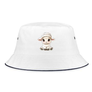 Sheep Cute Cute Baby Kids Animal Lamb Cartoon - Bucket Hat - white/navy - Front