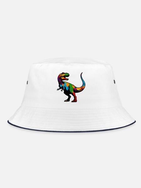 Dinosaur - Bucket Hat - white/navy - Front
