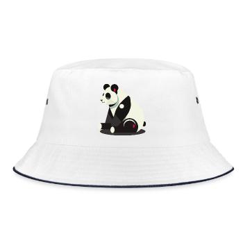 Geometric Panda – Minimalist and Cute - Bucket Hat - white/navy - Front