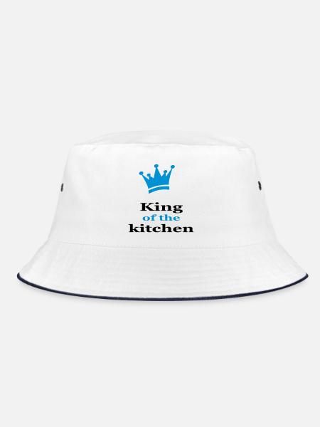 Cooking apron for men - Bucket Hat - white/navy - Front